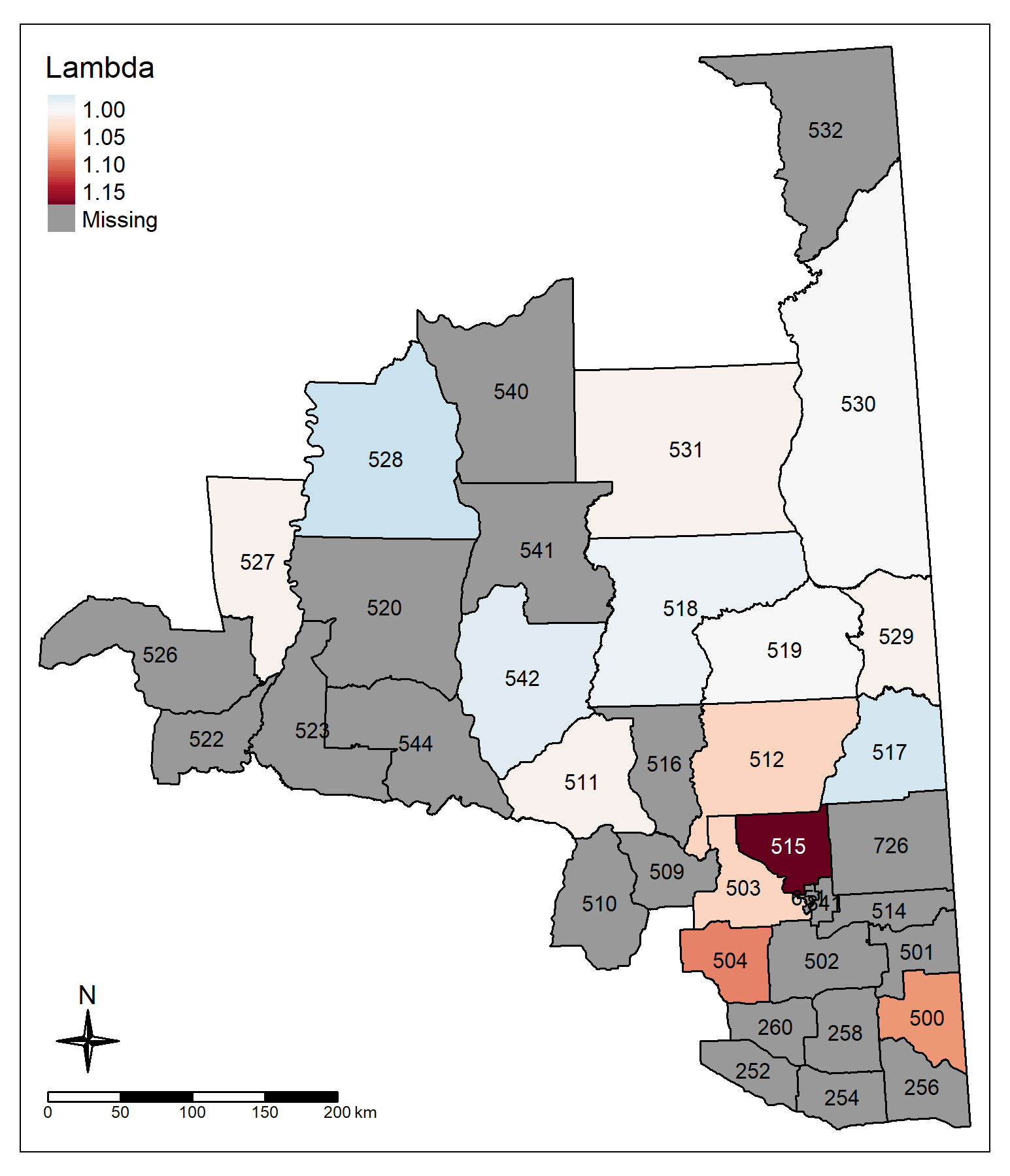 Figure 7. Moose lambda in WMUs across the OSR.